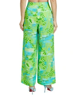 Campbell Patterned Linen Wide-Leg Pants