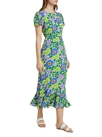 Lulani Floral Ruffled Midi-Dress