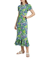 Lulani Floral Ruffled Midi-Dress