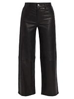 Slim Palazzo Crop Leather Pants