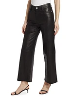 Slim Palazzo Crop Leather Pants