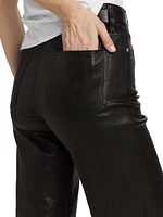 Slim Palazzo Crop Leather Pants