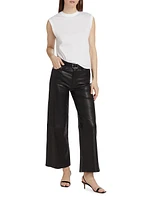 Slim Palazzo Crop Leather Pants