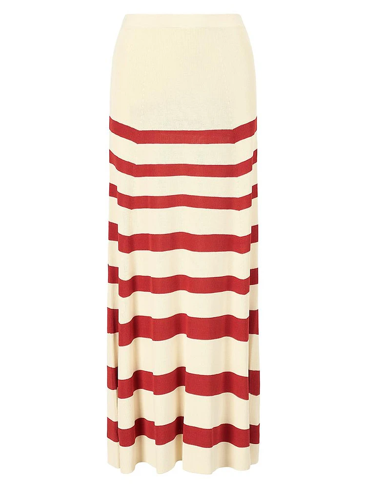 Swirling Striped Maxi Skirt