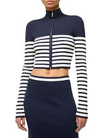 Raft Striped Knit Zip-Up Sweater