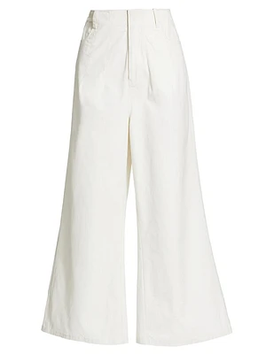 Luca Stretch Cotton Wide-Leg Crop Pants