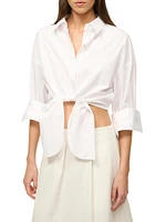 Lisa Poplin Tie Crop Shirt