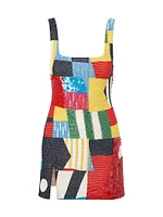 Le Sable Embellished Patchwork Minidress