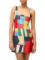 Le Sable Embellished Patchwork Minidress