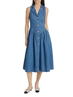 Ellison Denim Drop-Waist Midi-Dress