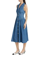 Ellison Denim Drop-Waist Midi-Dress