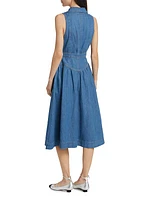 Ellison Denim Drop-Waist Midi-Dress