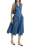 Ellison Denim Drop-Waist Midi-Dress