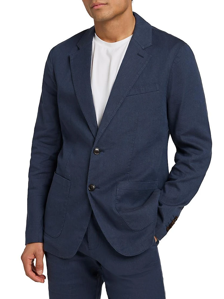 Movement Flex Linen-Blend Two-Button Blazer