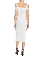 Double-Strap Ribbed-Knit Midi-Dress