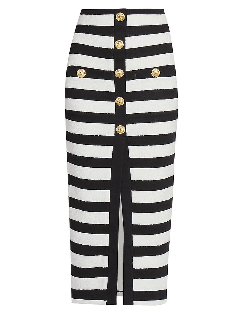 Striped Cotton Midi-Skirt