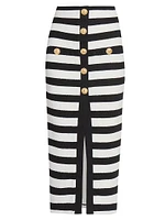 Striped Cotton Midi-Skirt