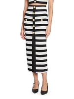 Striped Cotton Midi-Skirt