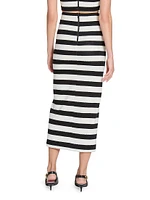 Striped Cotton Midi-Skirt