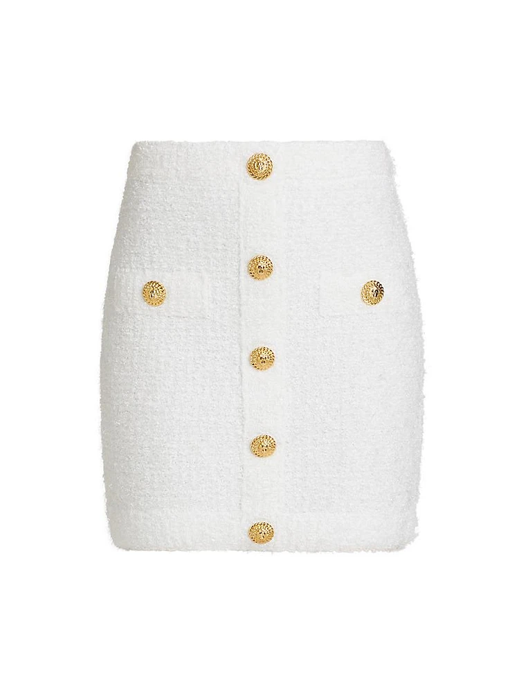 Tweed Button-Front Miniskirt