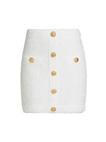 Tweed Button-Front Miniskirt