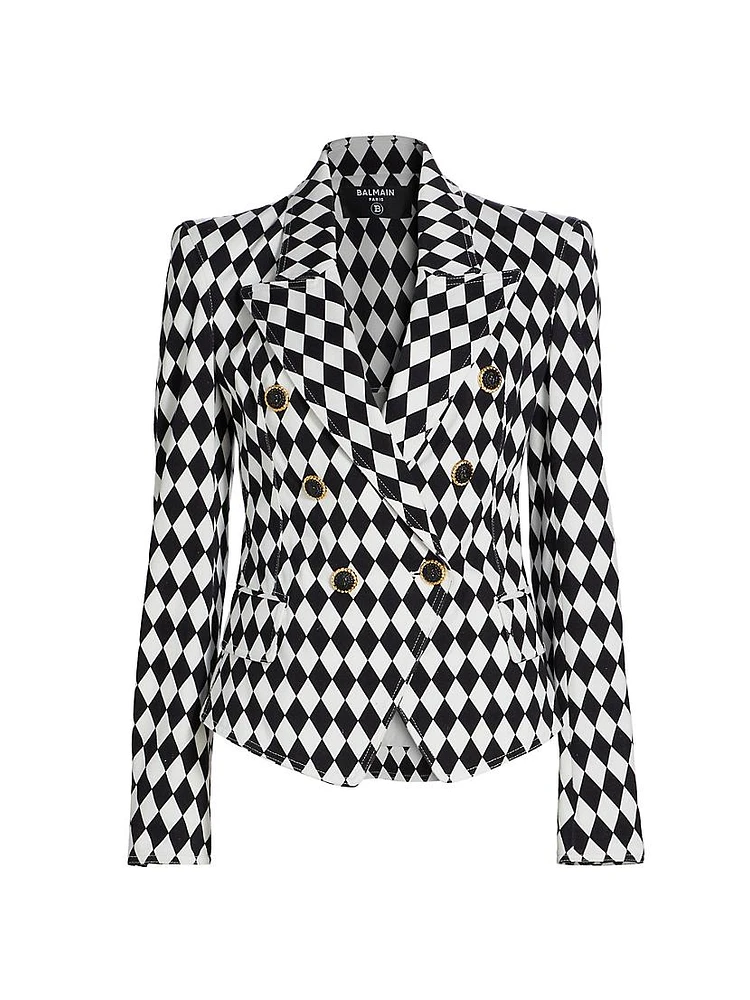 Double-Breasted Two-Tone Blazer