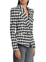 Double-Breasted Two-Tone Blazer