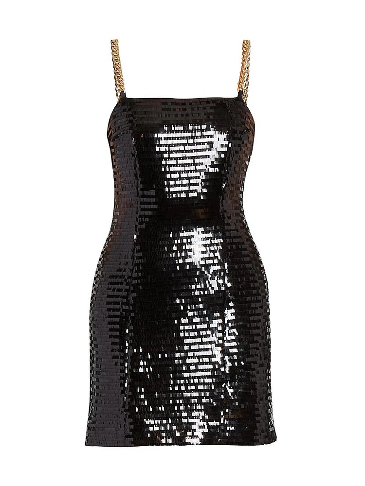 Sequined Chain-Strap Minidress