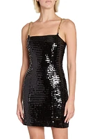 Sequined Chain-Strap Minidress