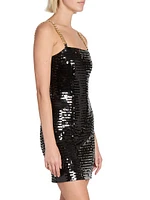 Sequined Chain-Strap Minidress