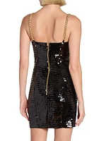 Sequined Chain-Strap Minidress