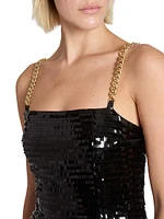 Sequined Chain-Strap Minidress