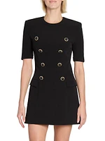 Crepe Eight-Button Minidress