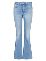 Distressed Mid-Rise Flare Jeans