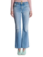 Distressed Mid-Rise Flare Jeans