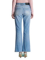 Distressed Mid-Rise Flare Jeans