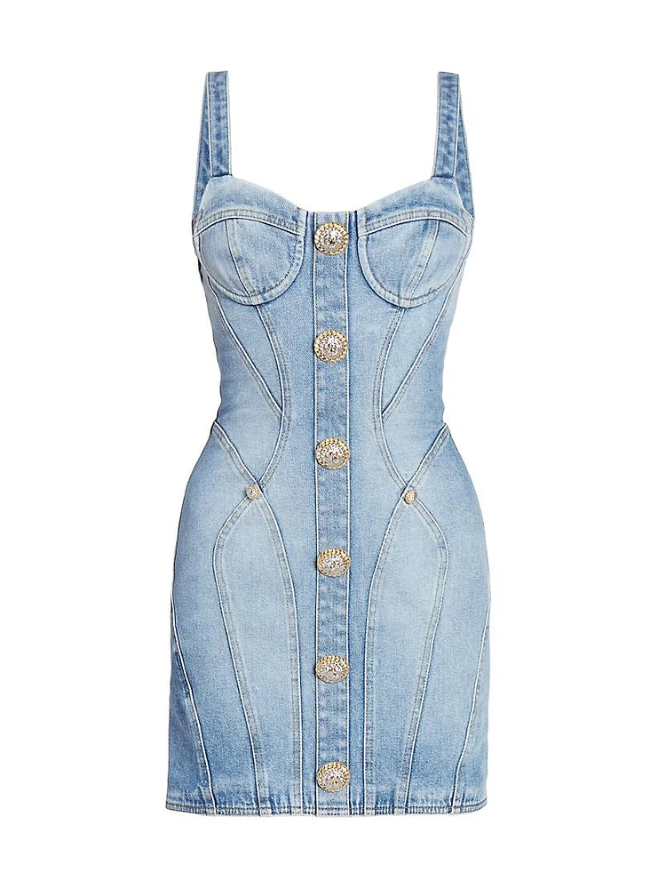 Seamed Denim Bustier Minidress