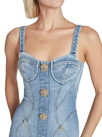 Seamed Denim Bustier Minidress