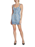 Seamed Denim Bustier Minidress