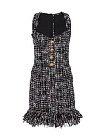 Tweed Buttoned Fringe Minidress