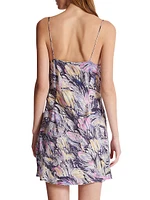 Draped Feather-Printed Minidress