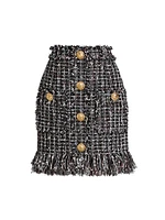 Fringe Tweed Short Skirt