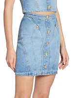 Stretch Denim Seamed Miniskirt