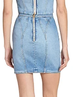 Stretch Denim Seamed Miniskirt