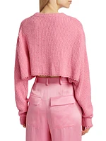 Textured Cotton-Blend Cropped Sweater