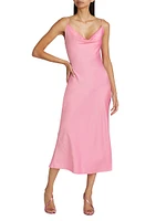 Satin Cowlneck Midi-Dress