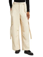 Stretch Faux Leather Utility Pants