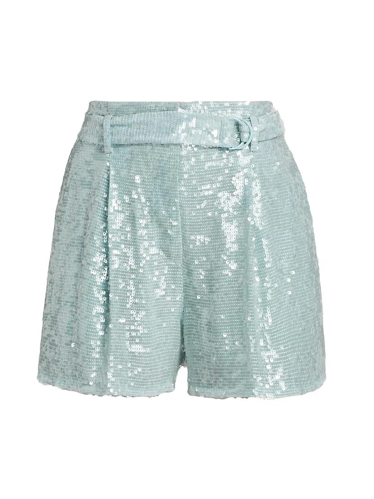 Sequined Belted Shorts