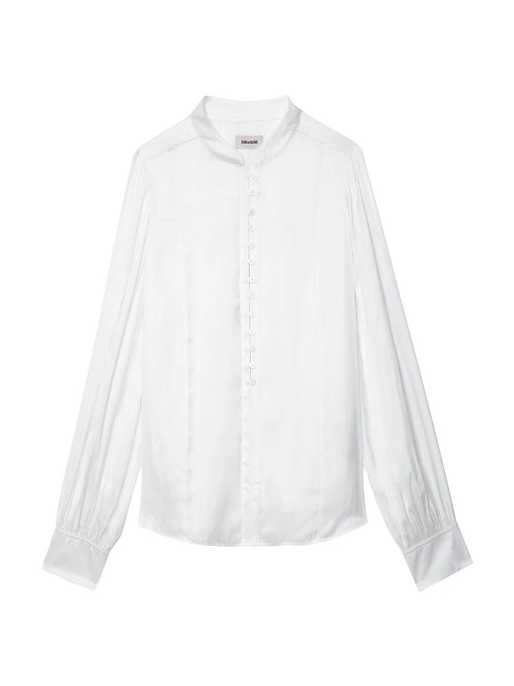 Twina Satin Button-Front Shirt