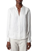 Twina Satin Button-Front Shirt